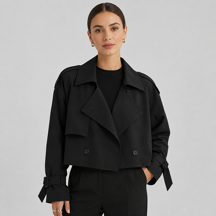 Women's Double-Breasted Cropped Trench Coat