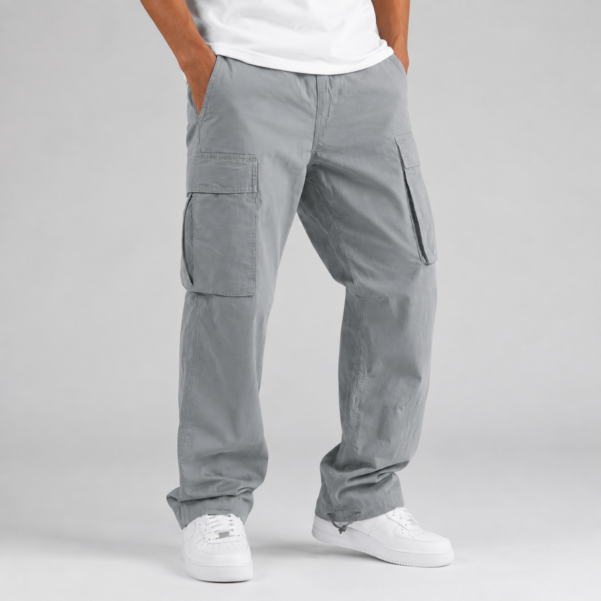 Men's Relaxed-Fit Cargo Pants with Drawstring Waist