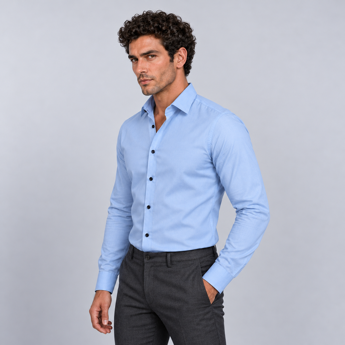 Rowenfield Men's Wrinkle-Free Formal Shirt – Light Blue – front
