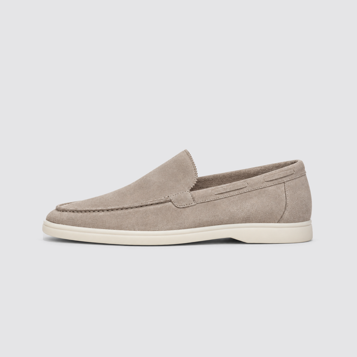 Light Beige suede loafer, side profile
