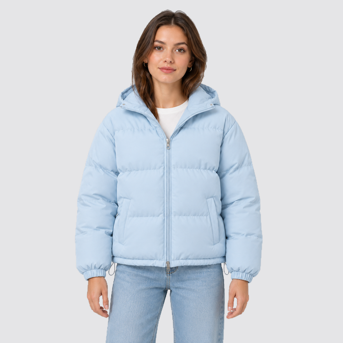 Rowenfield hooded puffer jacket - baby-blue - front