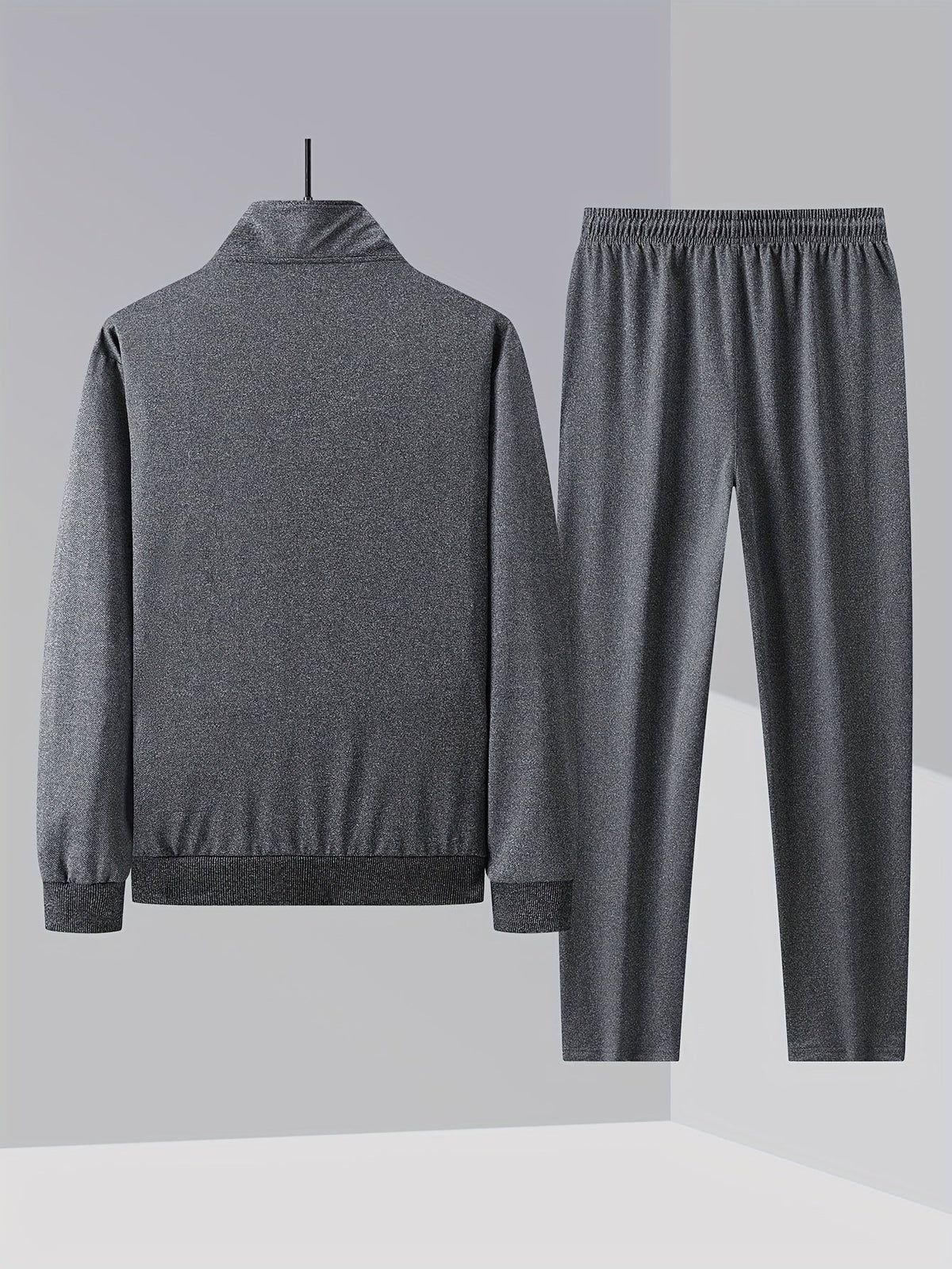 Men's Zip-Up Tracksuit Set with Stand Collar