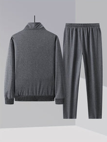 Men's Zip-Up Tracksuit Set with Stand Collar
