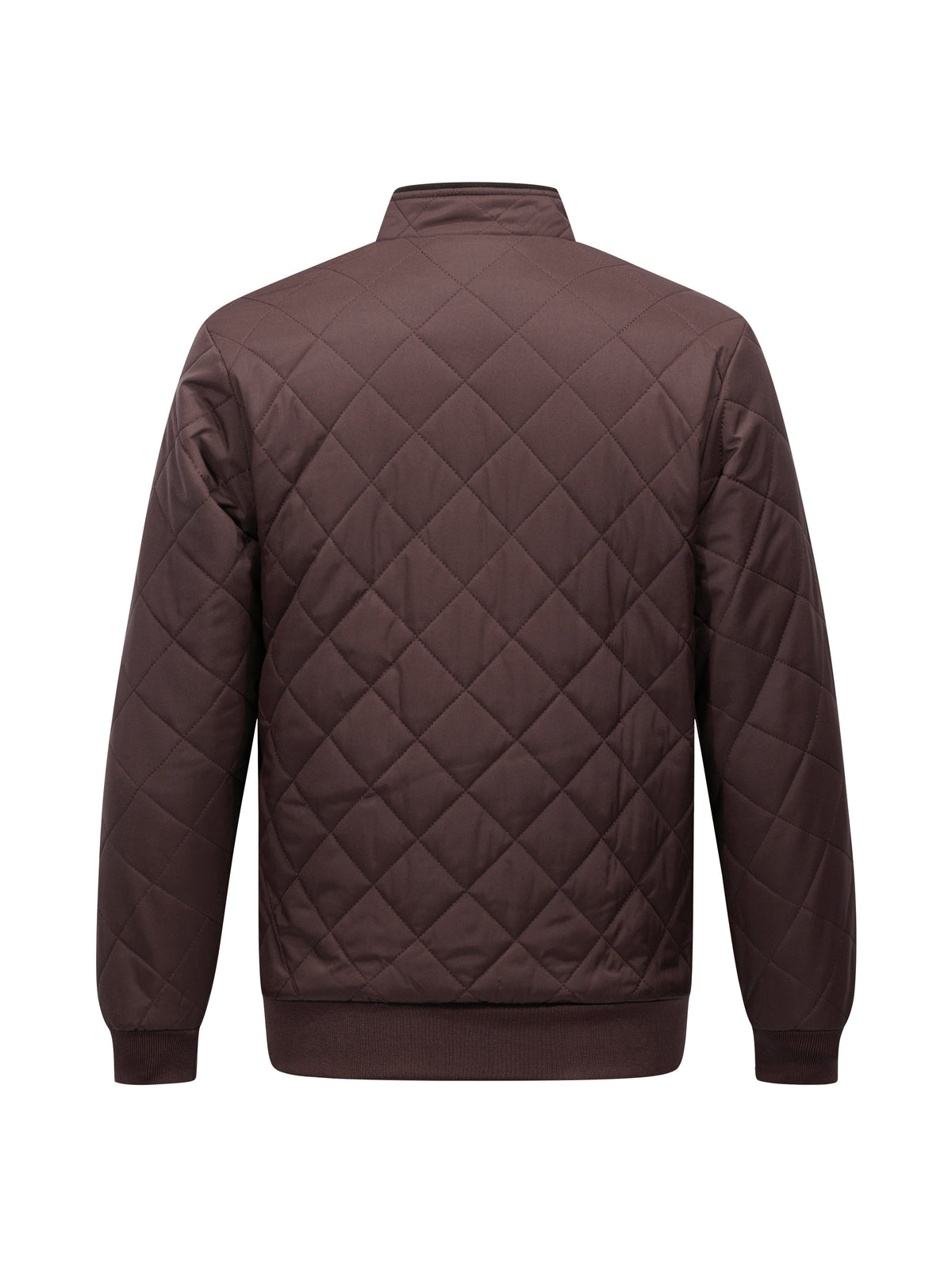 Men's Diamond-Quilted Zip-Up Jacket with Stand Collar