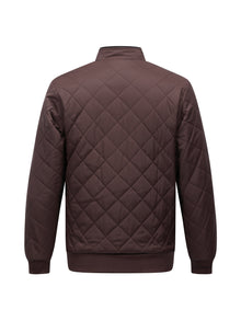 Men's Diamond-Quilted Zip-Up Jacket with Stand Collar