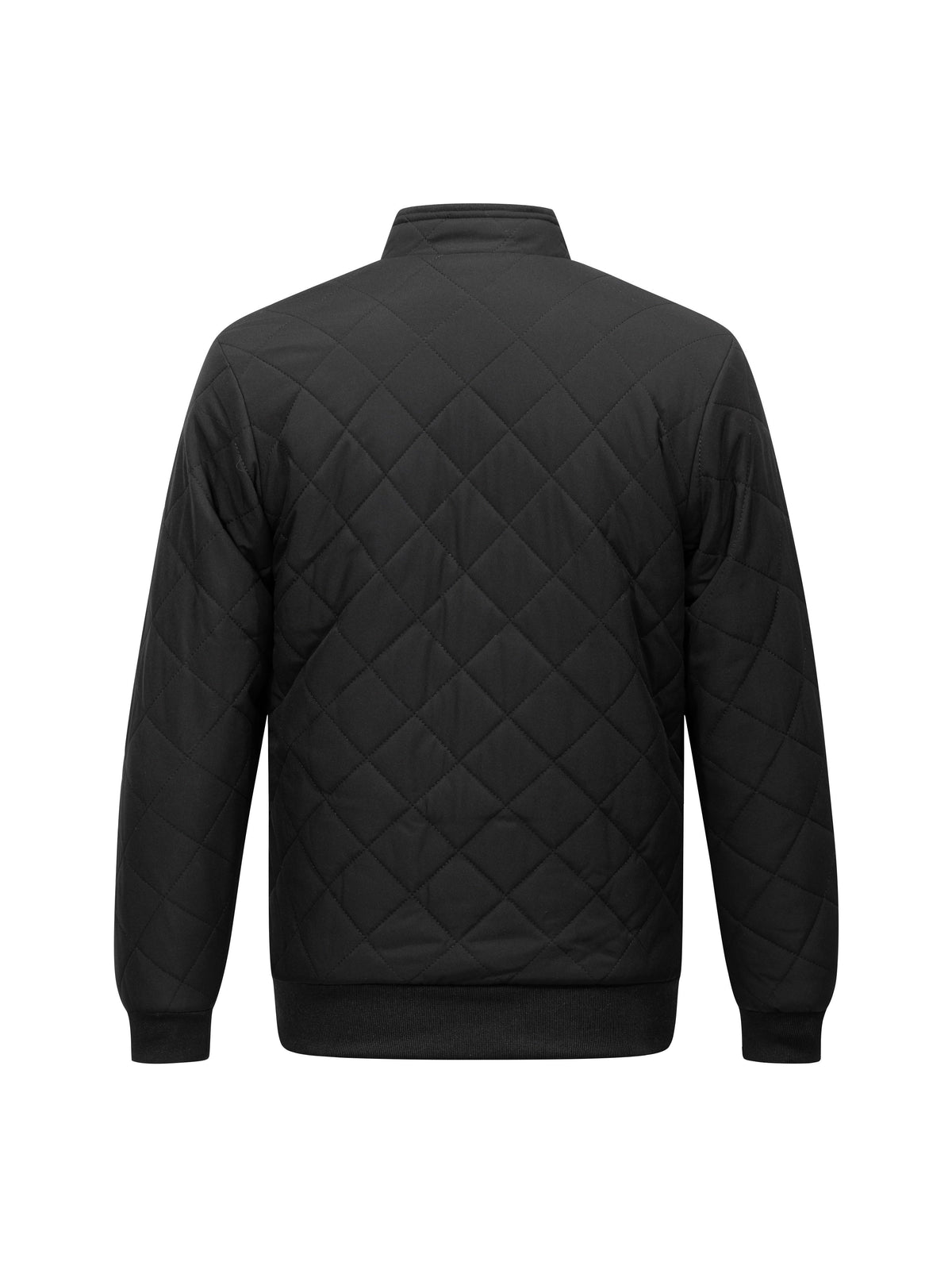 Men's Diamond-Quilted Zip-Up Jacket with Stand Collar