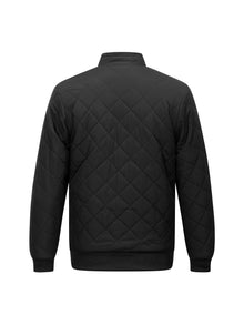 Men's Diamond-Quilted Zip-Up Jacket with Stand Collar