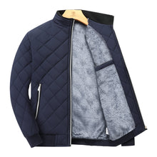 Men's Diamond-Quilted Zip-Up Jacket with Stand Collar