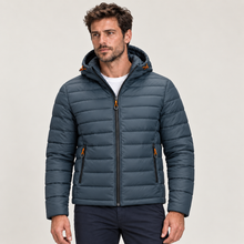 Rowenfield Men's Jacket Puffer Hooded Quilted Full Zip — Navy