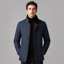 Rowenfield Men's Quilted Jacket Stand Collar Zip Up — Dark Blue
