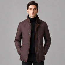 Rowenfield Men's Quilted Jacket Stand Collar Zip Up — Burgundy