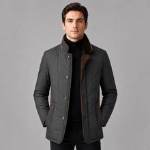 Rowenfield Men's Quilted Jacket Stand Collar Zip Up — Black