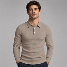 Men's Ribbed Polo Sweater with Long Sleeves