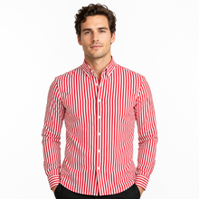 Men's Striped Slim-Fit Long-Sleeve Button-Up Shirt