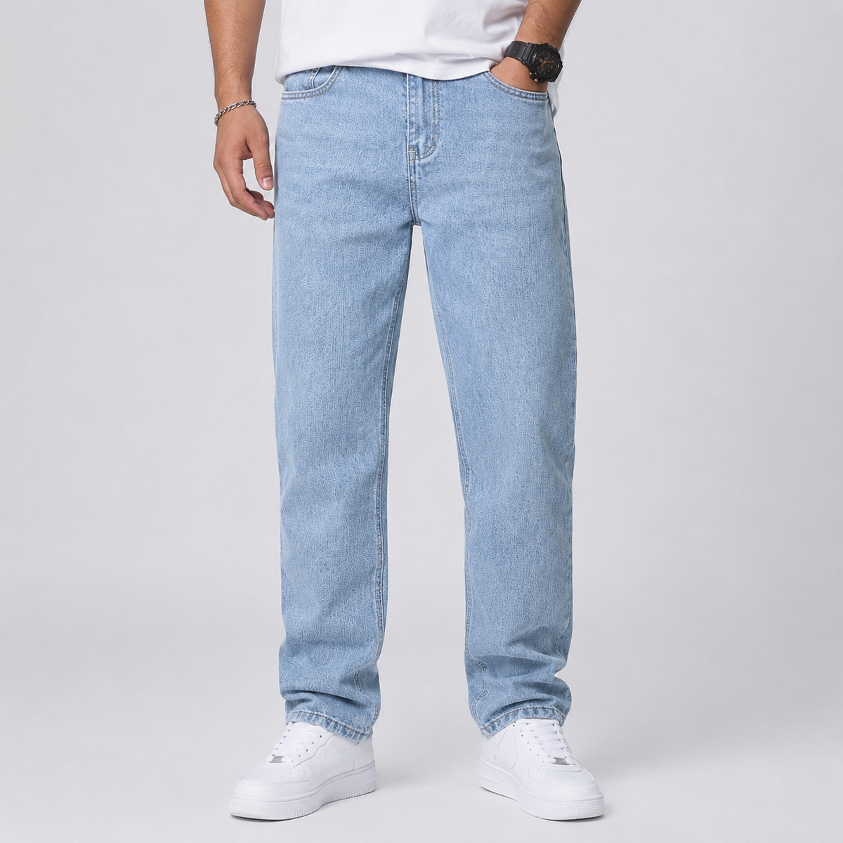 Men's Loose-Fit Wide-Leg Stretch Jeans