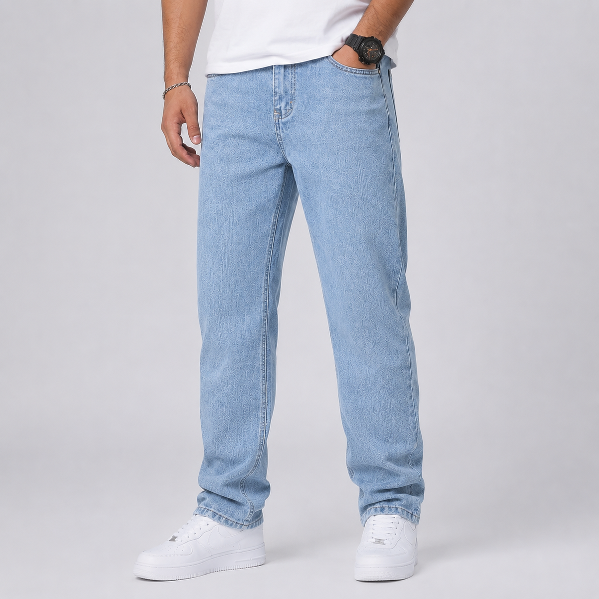Men's Loose-Fit Wide-Leg Stretch Jeans