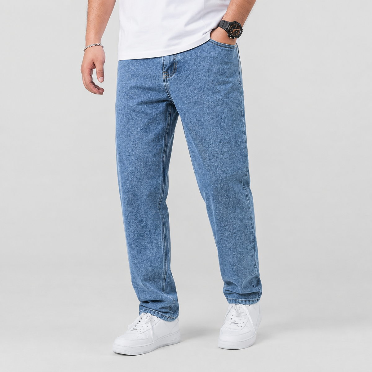 Men's Loose-Fit Wide-Leg Stretch Jeans