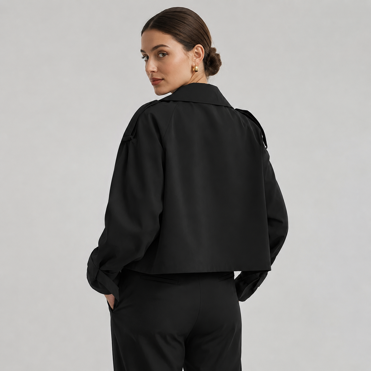 Women's Double-Breasted Cropped Trench Coat