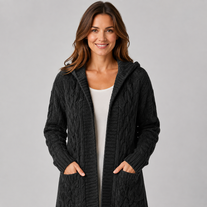 Women's Longline Cable Knit Cardigan