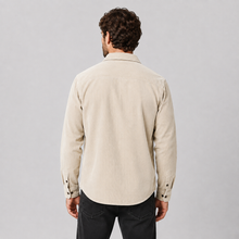 Men's Corduroy Button-Front Shacket with Lapel Collar
