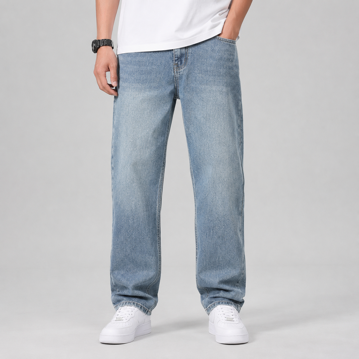 Men's Loose-Fit Wide-Leg Stretch Jeans