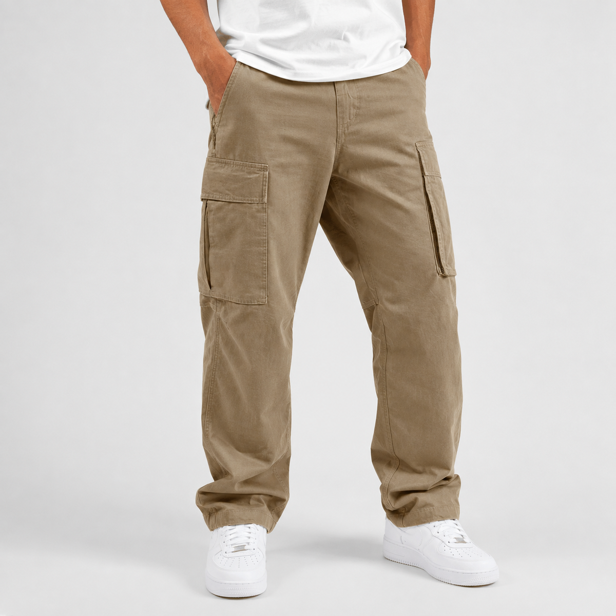 Men's Relaxed-Fit Cargo Pants with Drawstring Waist