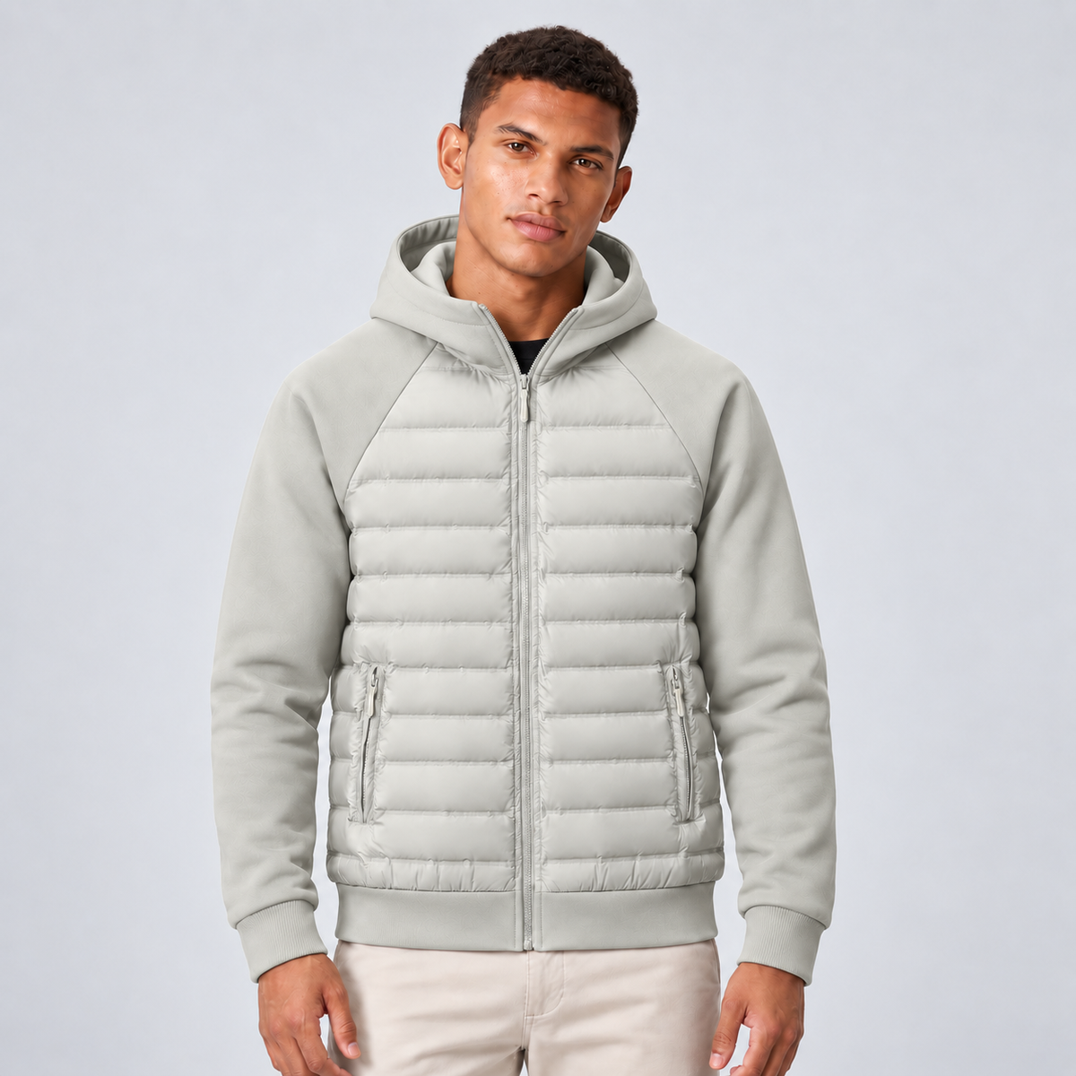 Rowenfield Men's Hooded Down Jacket with Quilted Panels — product view 7