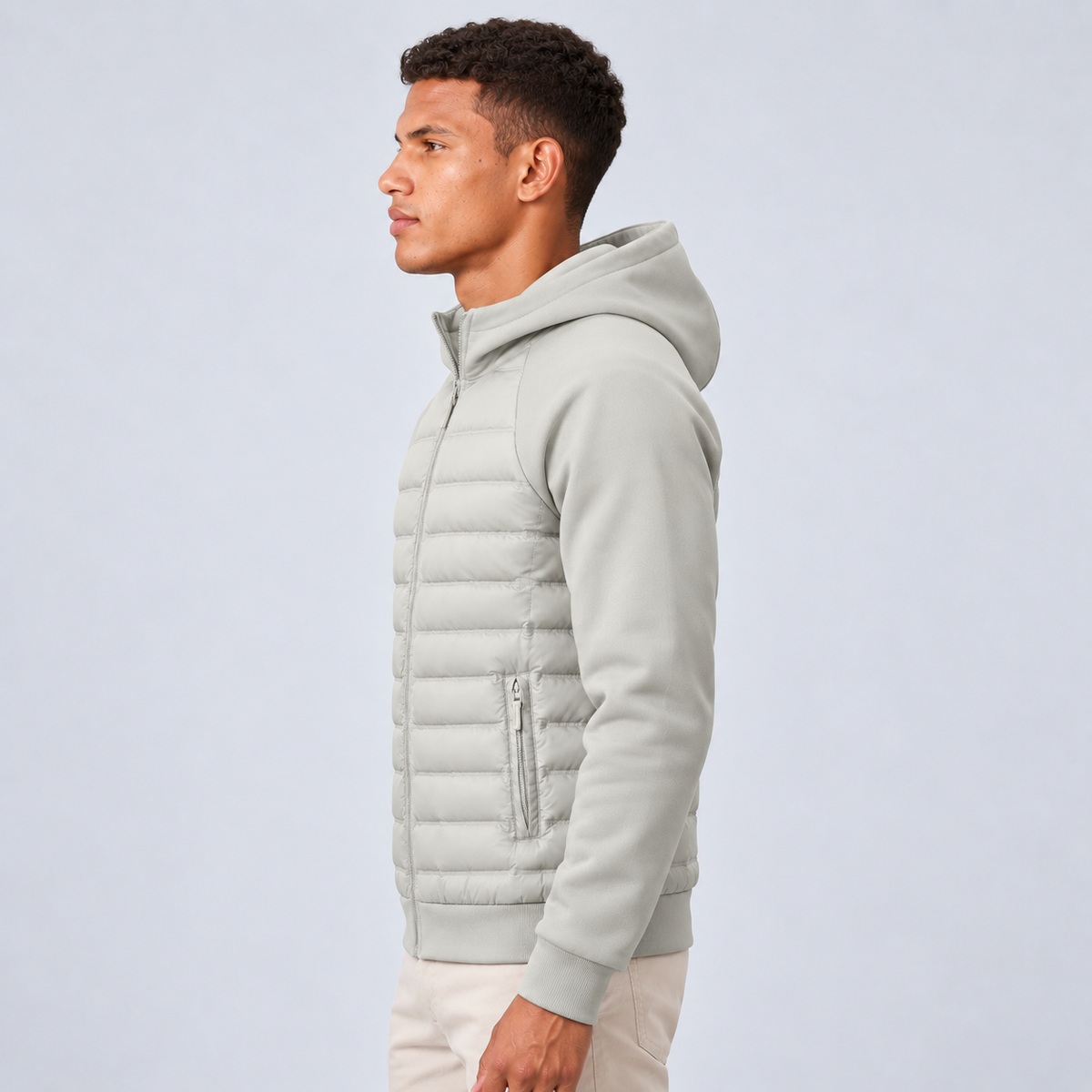 Rowenfield Men's Hooded Down Jacket with Quilted Panels — product view 9