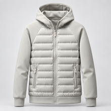 Rowenfield Men's Hooded Down Jacket with Quilted Panels — Grey
