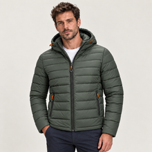 Rowenfield Men's Jacket Puffer Hooded Quilted Full Zip — Green