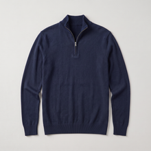 Men's Quarter-Zip Knitted Sweater with Stand Collar