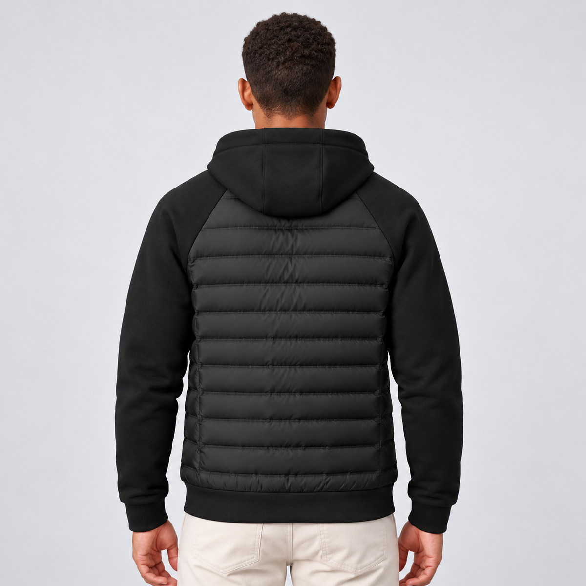 Rowenfield Men's Hooded Down Jacket with Quilted Panels — product view 2