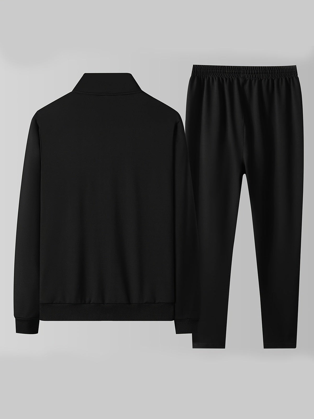 Men's Zip-Up Tracksuit Set with Stand Collar