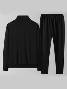Men's Zip-Up Tracksuit Set with Stand Collar