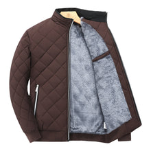 Men's Diamond-Quilted Zip-Up Jacket with Stand Collar