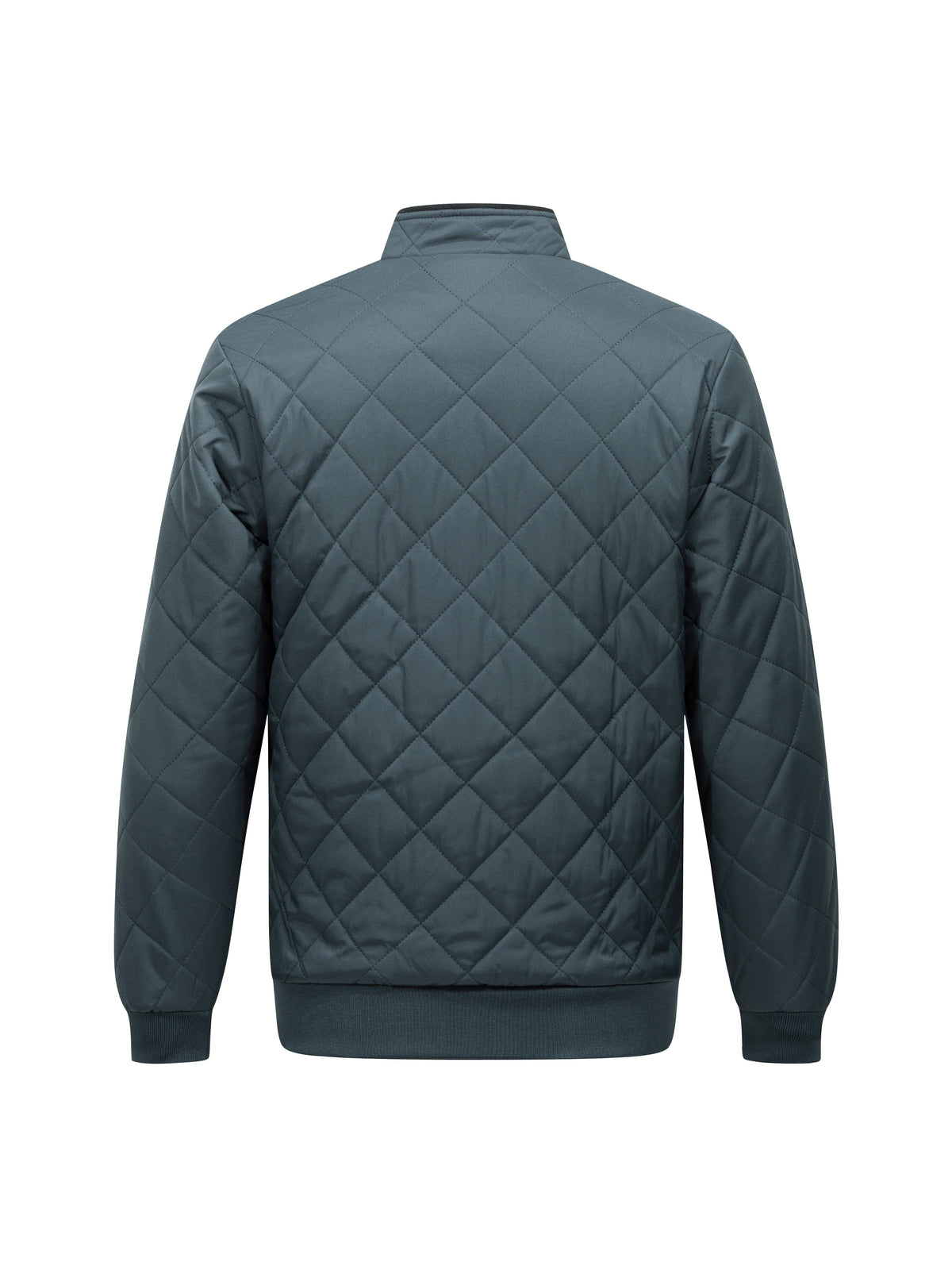 Men's Diamond-Quilted Zip-Up Jacket with Stand Collar