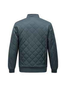 Men's Diamond-Quilted Zip-Up Jacket with Stand Collar