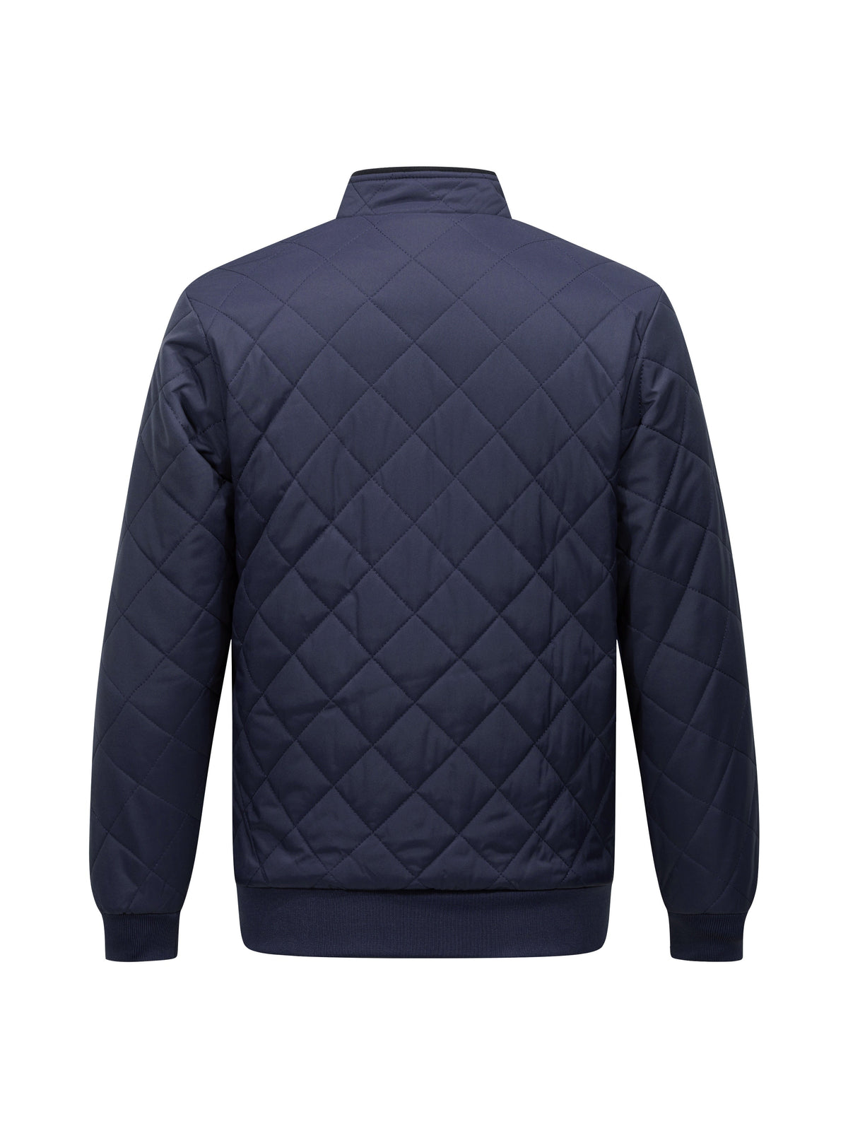 Men's Diamond-Quilted Zip-Up Jacket with Stand Collar