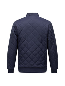 Men's Diamond-Quilted Zip-Up Jacket with Stand Collar