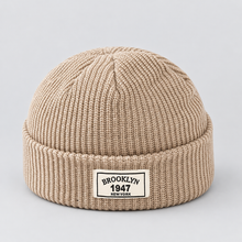 Rowenfield Men’s Hat Beanie Short Fisherman Cuffed Knit — Beige — product view