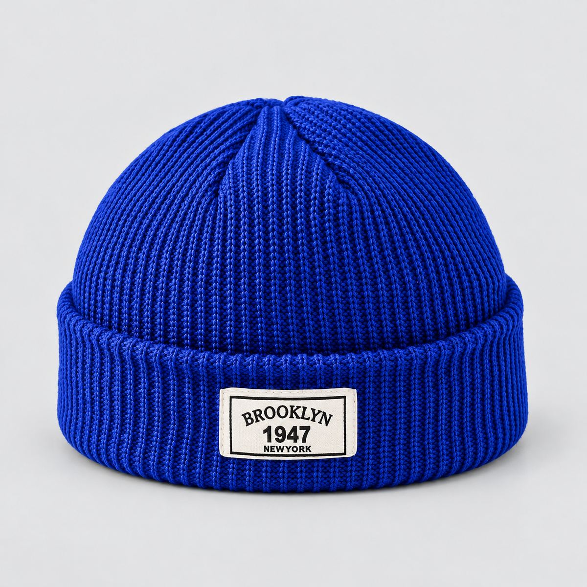 Rowenfield Men’s Hat Beanie Short Fisherman Cuffed Knit — Royal Blue — product view