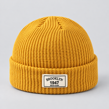 Rowenfield Men’s Hat Beanie Short Fisherman Cuffed Knit — Yellow — product view