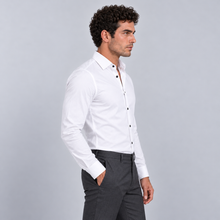 Rowenfield Men's Wrinkle-Free Formal Shirt – White (Black Buttons) – side