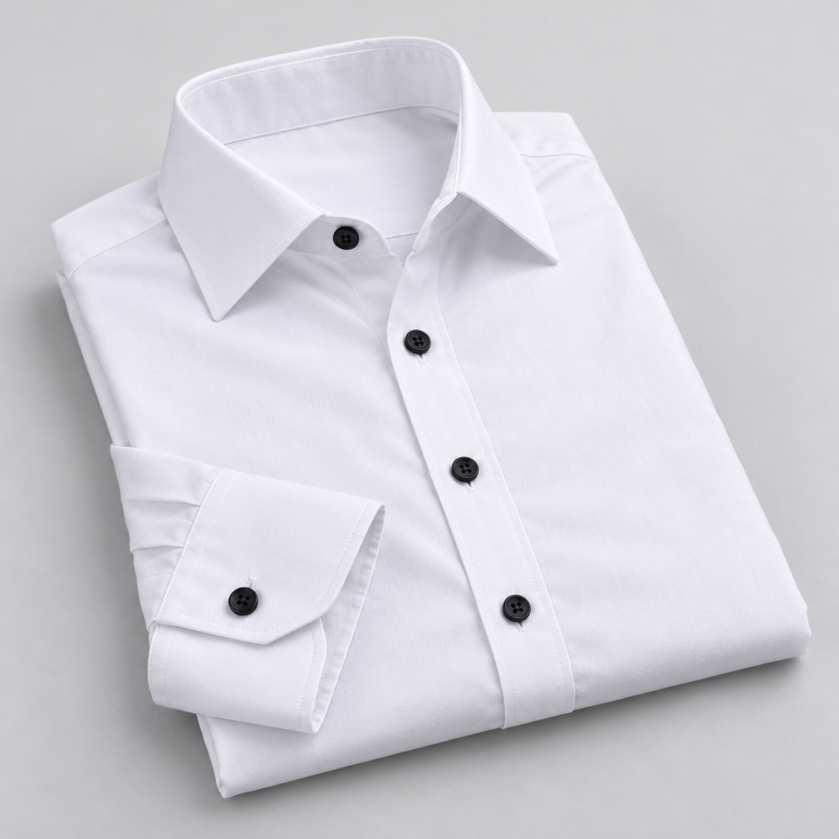 Rowenfield Men's Wrinkle-Free Formal Shirt – White (Black Buttons) – detail