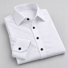 Rowenfield Men's Wrinkle-Free Formal Shirt – White (Black Buttons) – detail
