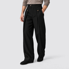 Rowenfield wide leg trousers - Black - ontspannen driekwart