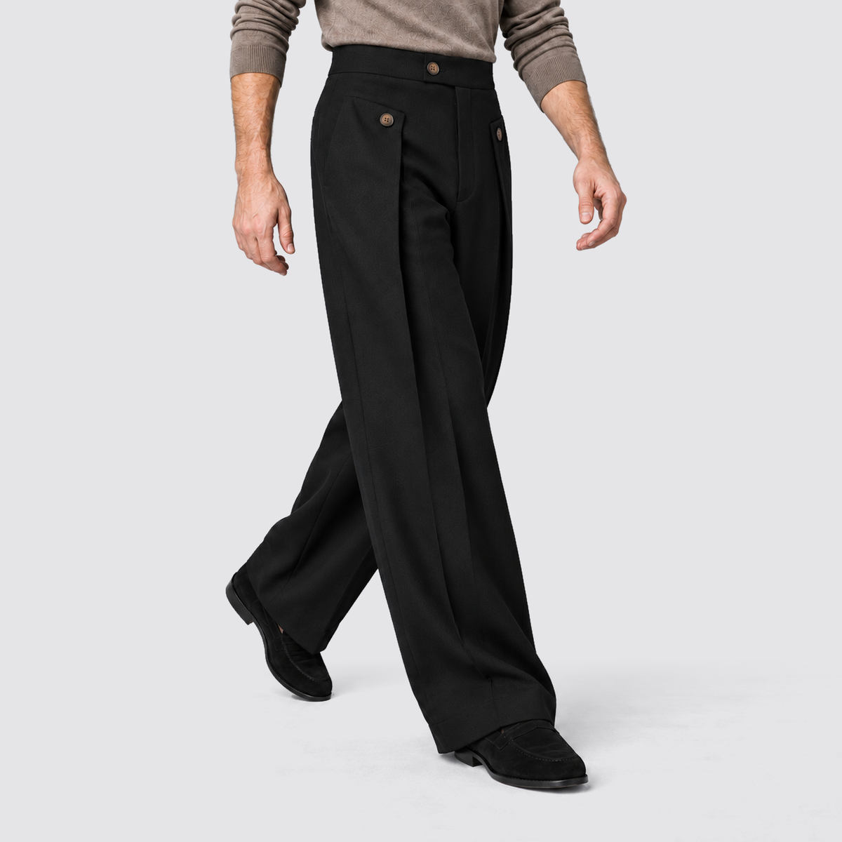 Rowenfield wide leg trousers - Black - lopend driekwart