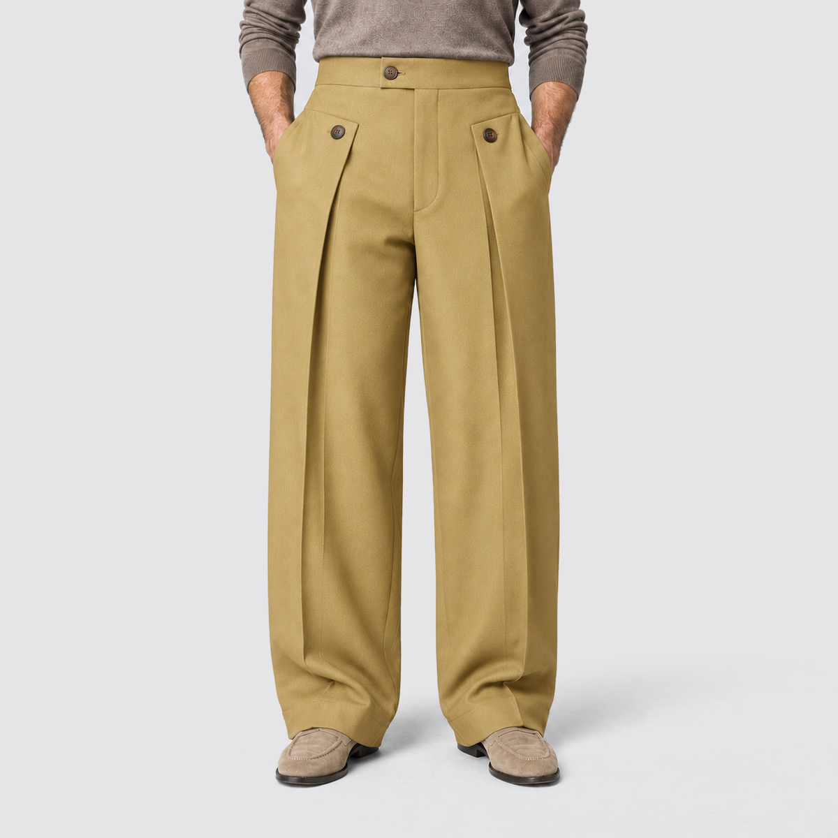 Rowenfield wide leg trousers - Khaki - frontaal