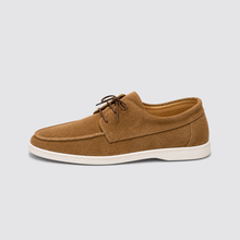 Brown moccasin lace-up side profile