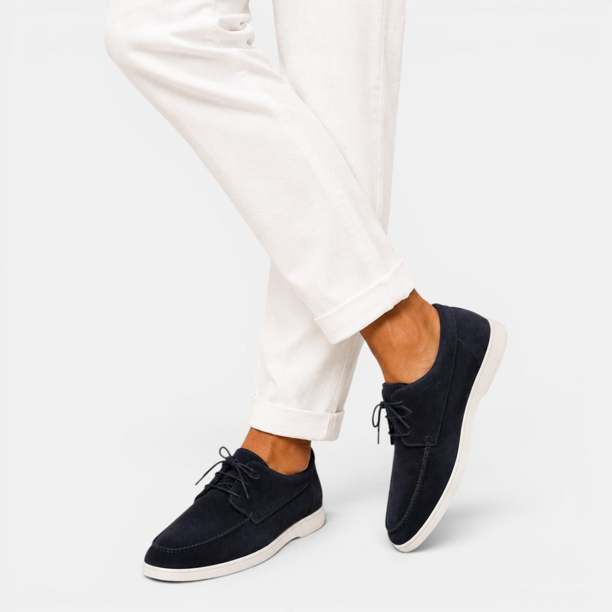 Rowenfield Men's Moccasin Shoes Suede-Look Lace-Up